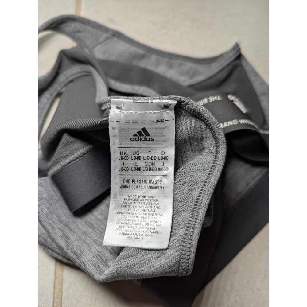 Adidas Dark Gray Heather Sports Training Bra Women's Size L D-DD Medium Support - Picture 4 of 9